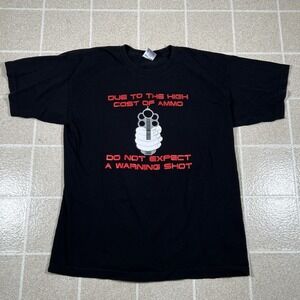 Vintage Don't Expect A Warning Shot Tshirt Size L Made In USA Grunge‎ Y2K